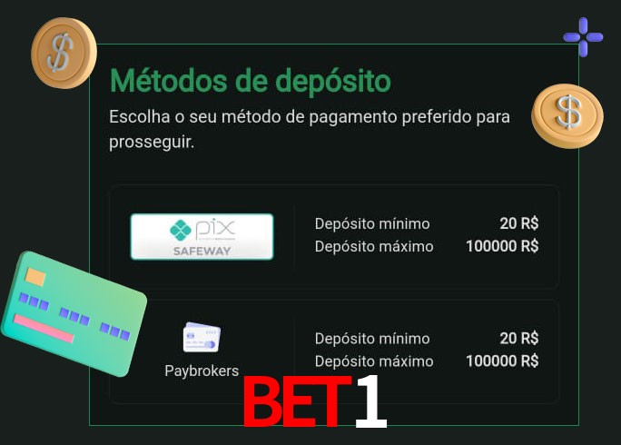 O cassino bet1 oferece uma grande variedade de métodos de pagamento